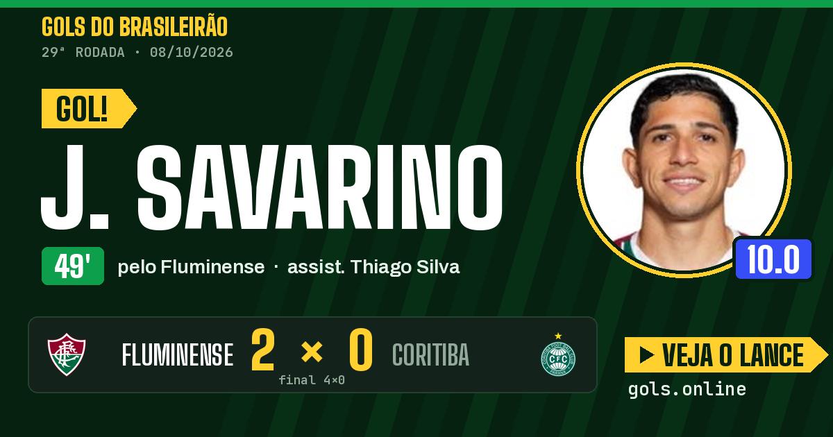 Gol de J. Savarino aos 49 minutos em Fluminense 4 x 0 Coritiba