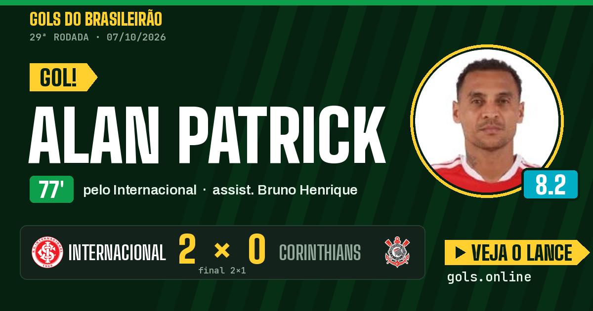 Gol de Alan Patrick aos 77 minutos em Internacional 2 x 1 Corinthians